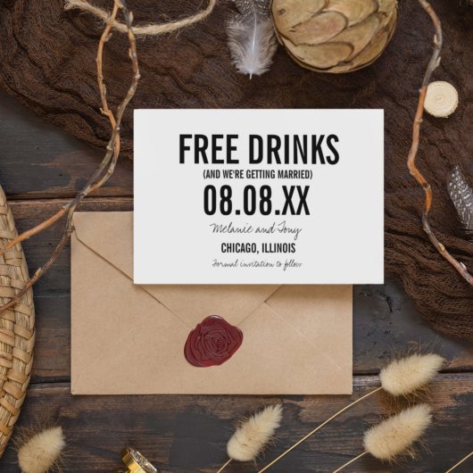 Funny Free Drinks Foto Horizontal Save the Dates Date