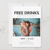 Funny Free Drinks Foto Lesbian Save the Date (Vorderseite)