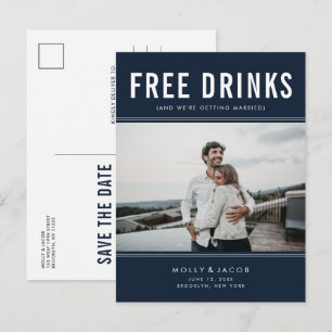 Funny Free Drinks Foto Navy Hochzeit retten das Da Ankündigungspostkarte