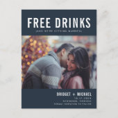 Funny Free Drinks Foto Navy Hochzeit retten das Da Ankündigungspostkarte (Vorderseite)
