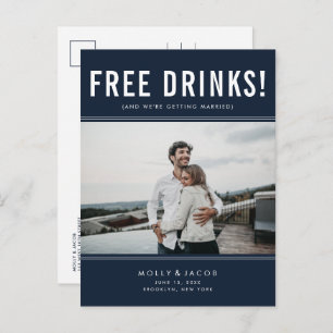 Funny Free Drinks Foto Navy Hochzeit retten Datum Ankündigungspostkarte