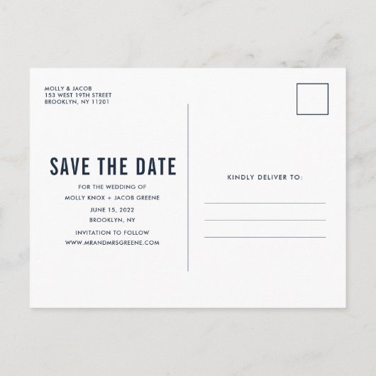 Funny Free Drinks Foto Navy Hochzeit retten Datum Ankündigungspostkarte (Rückseite)