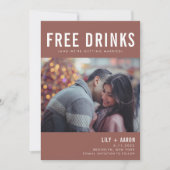 Funny Free Drinks Foto Rust Wedding Rett Datum Save The Date (Vorderseite)