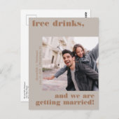 Funny Free Drinks Foto Save the Date Postkarte (Vorne/Hinten)