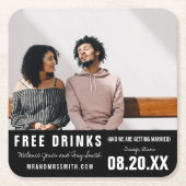 Funny Free Drinks Foto Save the Date Rechteckiger Pappuntersetzer (Vorderseite)