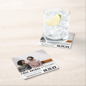 Funny Free Drinks Foto Save the Date Rechteckiger Pappuntersetzer (Vor Ort)