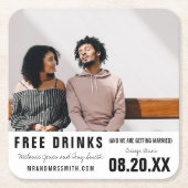 Funny Free Drinks Foto Save the Date Rechteckiger Pappuntersetzer (Vorderseite)