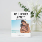 Funny Free Drinks Foto Save the Dates Ankündigungspostkarte (Stehend Vorderseite)