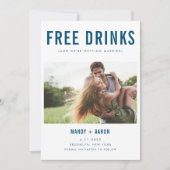 Funny Free Drinks Foto Verlobung Hochzeit Save The Date (Vorderseite)
