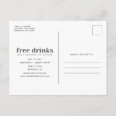 Funny Free Drinks Hochzeitsfest Foto Save the Date Ankündigungspostkarte (Rückseite)