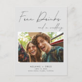 Funny Free Drinks Hochzeitsfest Foto Save the Date Ankündigungspostkarte (Vorderseite)