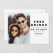 Funny Free Drinks Hochzeitsfest Foto Save the Date Ankündigungspostkarte (Vorne/Hinten)