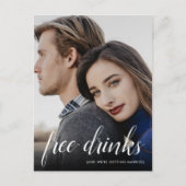 Funny Free Drinks Hochzeitsfest Foto Save the Date Ankündigungspostkarte (Vorderseite)