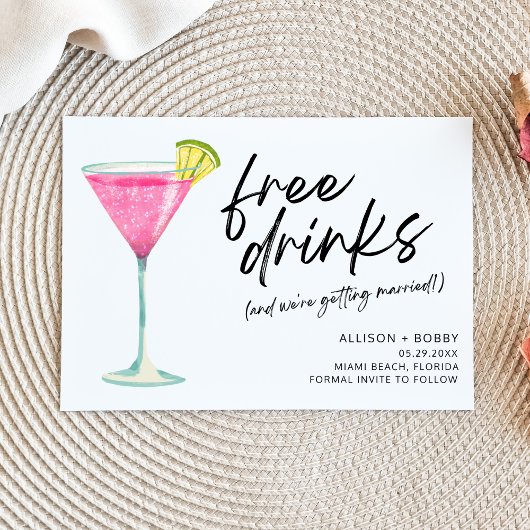 Funny Free Drinks Modernes Foto Hochzeit Save The Date