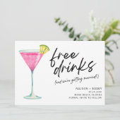 Funny Free Drinks Modernes Foto Hochzeit Save The Date (Stehend Vorderseite)