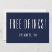 Funny Free Drinks Navy Blue Wedding retten das Dat Save The Date (Vorderseite)