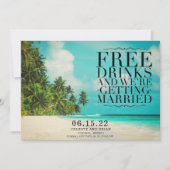 Funny Free Drinks Paradise Beach Save the Date (Vorderseite)