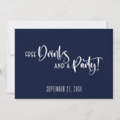 Funny Free Drinks Party Hochzeit retten das Datum Save The Date (Vorderseite)