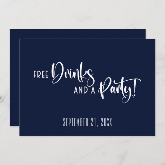 Funny Free Drinks Party Hochzeit retten das Datum Save The Date (Vorne/Hinten)
