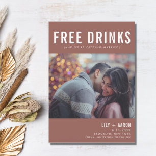 Funny Free Drinks Photo Rust Wedding Save Date Save The Date