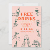 Funny Free Drinks Retro Zurzeit Save The Date (Vorderseite)