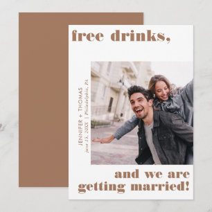 Funny Free Drinks Terra Cotta Save the Date Einladung