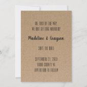 Funny Free Drinks Wedding Kraft Save the Date (Rückseite)