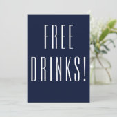 Funny Free Drinks Wedding retten das Datum Save The Date (Stehend Vorderseite)