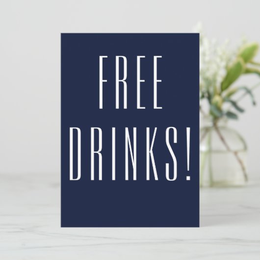 Funny Free Drinks Wedding retten das Datum Save The Date (Stehend Vorderseite)