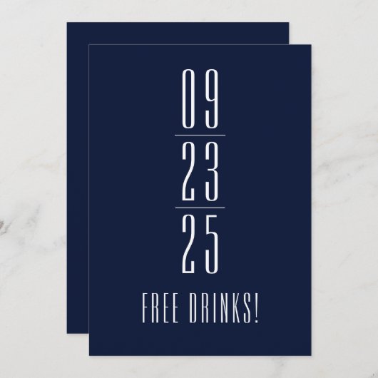 Funny Free Drinks Wedding retten das Datum Save The Date (Vorne/Hinten)