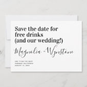 Funny Free Drinks Wedding retten das Datum Save The Date (Vorderseite)