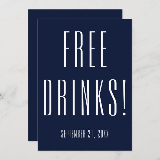 Funny Free Drinks Wedding retten das Datum Save The Date (Vorne/Hinten)