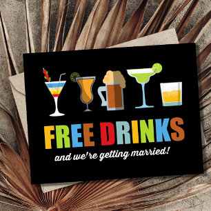 Funny Free Drinks Wedding retten die Termine Ankündigungspostkarte