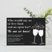Funny Free Food Open Bar Lässig Hochzeit Einladung (Stehend Vorderseite)