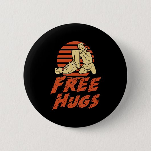 Funny Free Hugs - Brasilianisch Jiu-Jitsu, BJJ Gif Button (Vorderseite)