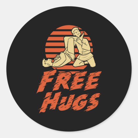 Funny Free Hugs - Brasilianisch Jiu-Jitsu, BJJ Gif Runder Aufkleber (Vorderseite)