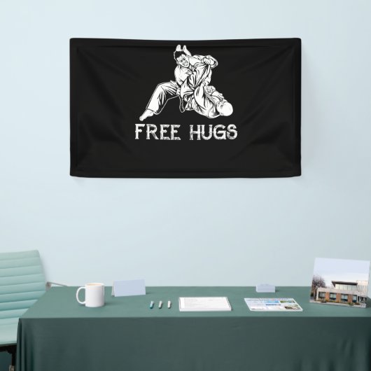 Funny Free Hugs Brasilianischer Jiu-Jitsu MIXED MA Banner (Messeveranstaltung)