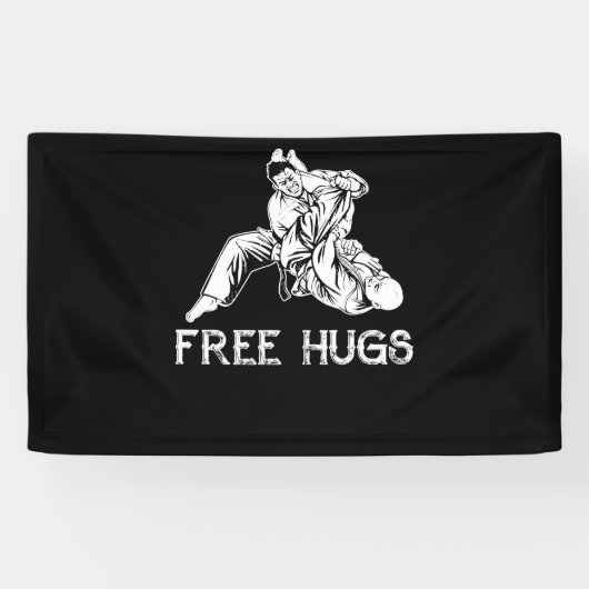 Funny Free Hugs Brasilianischer Jiu-Jitsu MIXED MA Banner (Horizontal)
