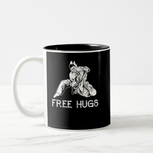 Funny Free Hugs Brasilianischer Jiu-Jitsu MIXED MA Zweifarbige Tasse (Links)