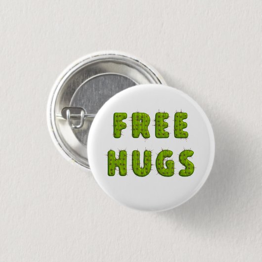 Funny free hugs cactus typography Spaß Button (Vorne & Hinten)