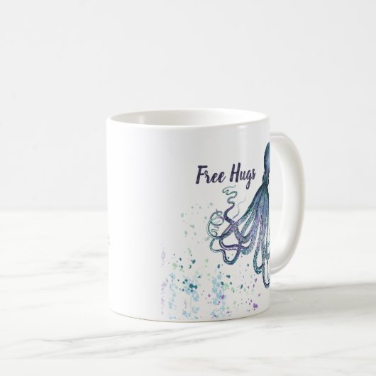 Funny Free Hugs mit Octopus Art Kaffeetasse (VorderseiteRechts)