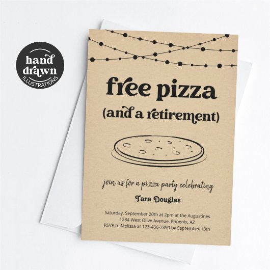 Funny Free Pizza & a Retirement Party Einladung