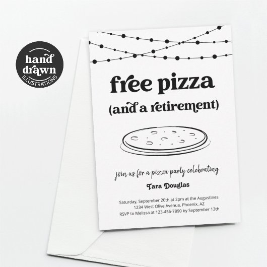 Funny Free Pizza & a Retirement Party Einladung