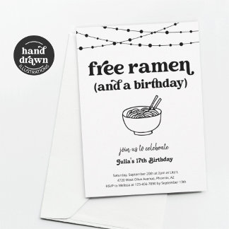 Funny Free Ramen Geburtstagsparty Einladung