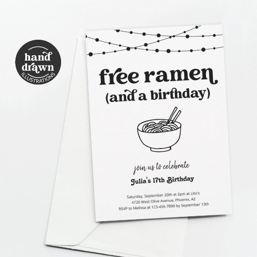 Funny Free Ramen Geburtstagsparty Einladung