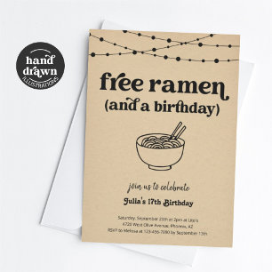 Funny Free Ramen Geburtstagsparty Einladung