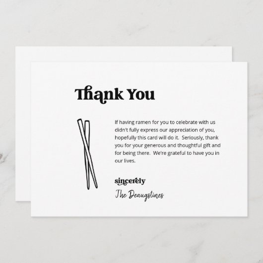 Funny Free Ramen Wedding Danke Karte (Vorne/Hinten)