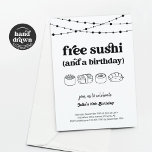 Funny Free Sushi Geburtstagsparty Einladung<br><div class="desc">Free Sushi (und ein Geburtstag). Genießen Sie eine lustige Geburtstagsfeier,  die den Rampenlicht auf.. Sushi setzt! Die Kunstwerke sind handgezeichnet. {Bild von freepik}</div>