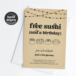 Funny Free Sushi Geburtstagsparty Einladung