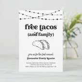 Funny Free Tacos und eine Wiedersehen-Einladung Einladung (Stehend Vorderseite)